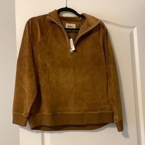 NWT Madewell 1/2 zip velour pullover in dried cedar size small